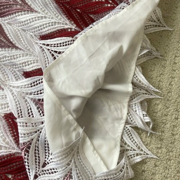 Eloquii Red & White Chevron Embroidered Maxi Dress Size 22 - Picture 5 of 15